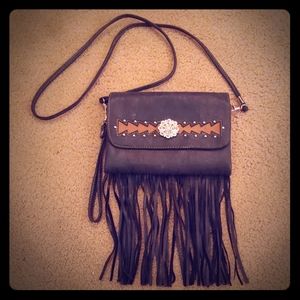 Adorable fringe cross body wallet purse